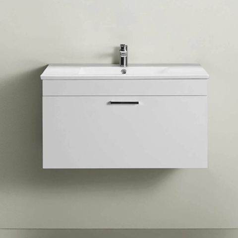 1578993-1 Commode with washbasin - Hafa, 80 cm, high-gloss white
