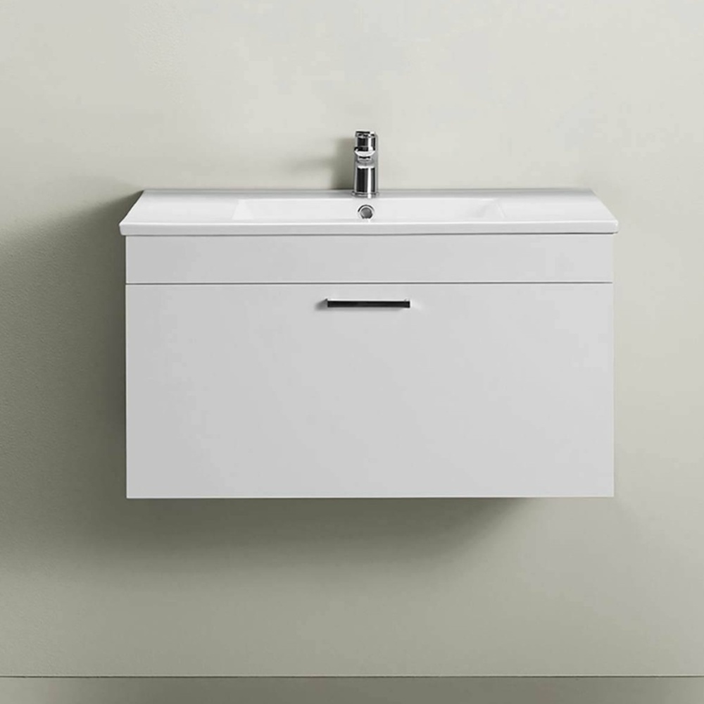 1580216-1 Kommod med tvättställ - Hafa, 80 cm, högblank vit