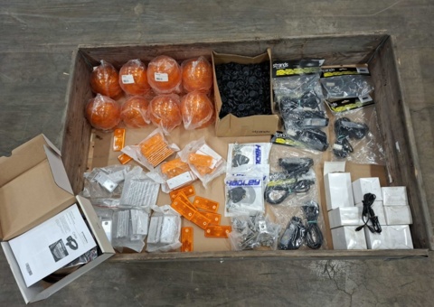 Assortment of various spare parts and accessories for vehicle lights