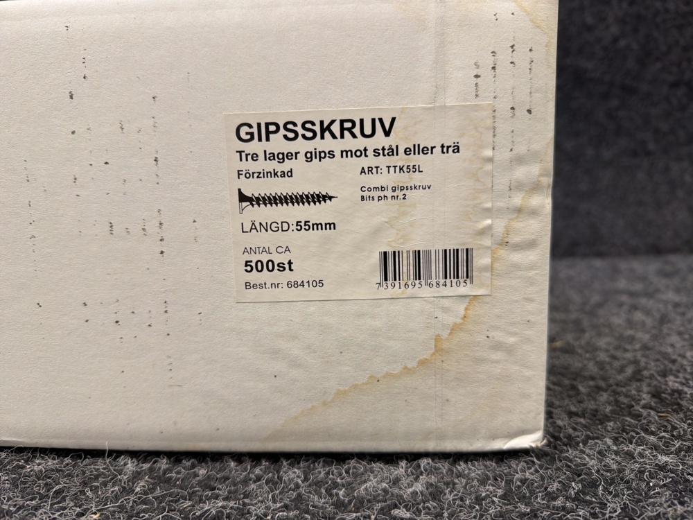 1579444-2 6000 st Gipsskruv mot stål eller trä 3,9x55 mm Thuresson Fastening