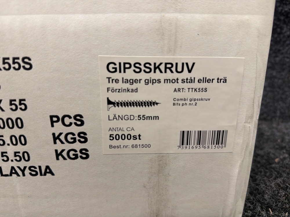 1579390-2 Ca 5000 st Gipsskruv 3.9x55mm