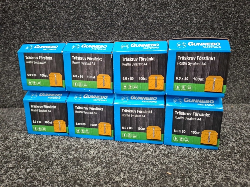 1580394-2 800 pcs Wood Screw Countersunk Rosti Acid-resistant A4 6.0x80mm, Gunnebo