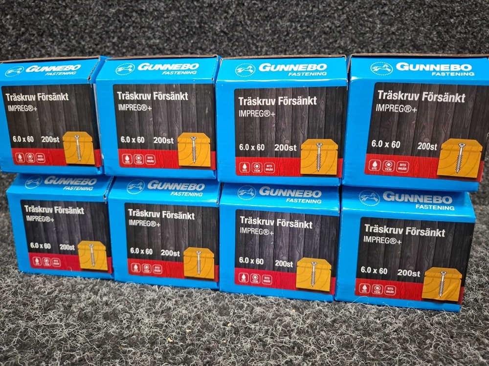 1580462-2 1600 pcs Wood Screw Countersunk 6.0x60mm, Gunnebo