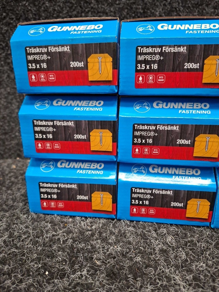 1580468-2 2700 pcs Wood Screws Countersunk 3.5x16, 3.5x20 & 5.0x70mm, Gunnebo