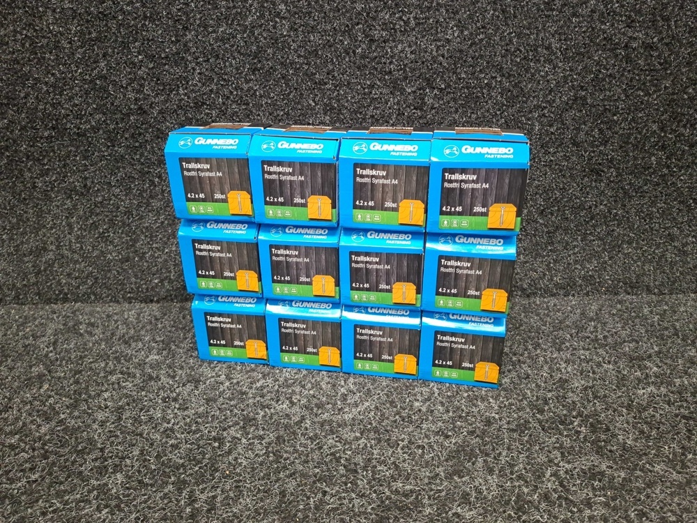 1580477-1 3000 pcs Decking Screws Stainless Acid-Resistant A4 4.2x45mm, Gunnebo