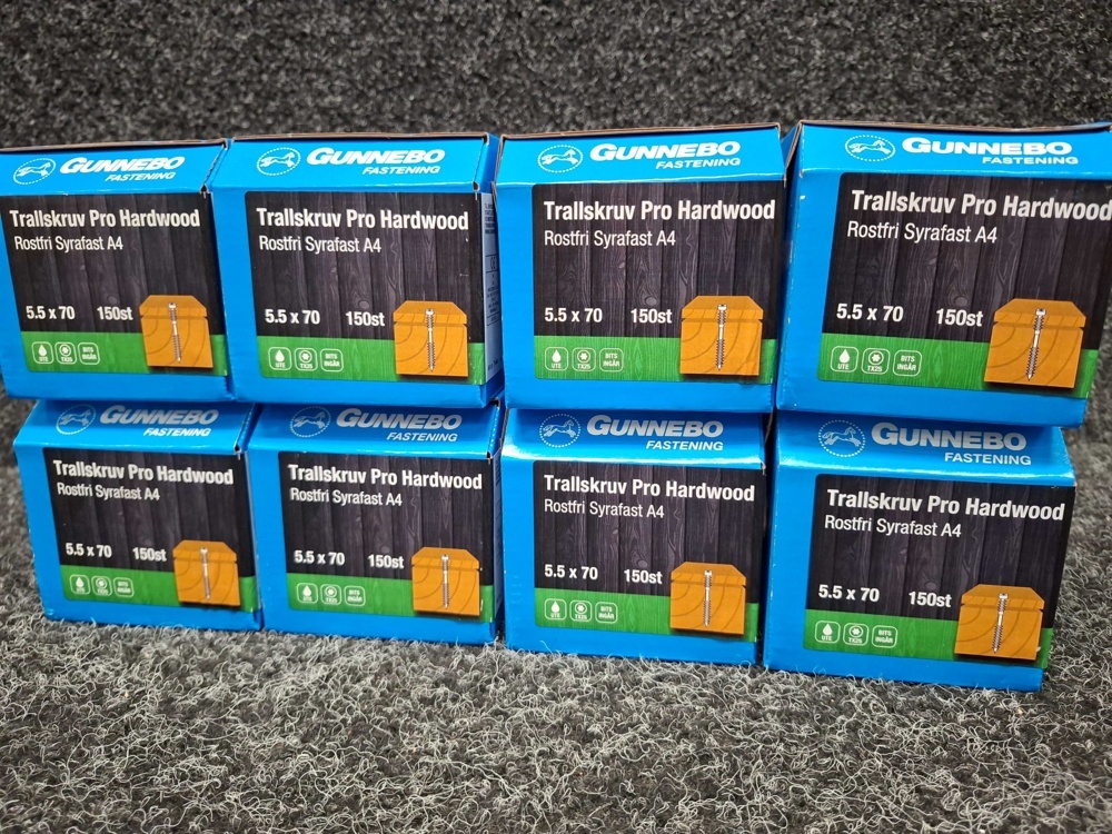1580480-2 1200 pcs Decking Screws Pro Hardwood Stainless Acid-resistant A4 5.5x70mm, Gunnebo