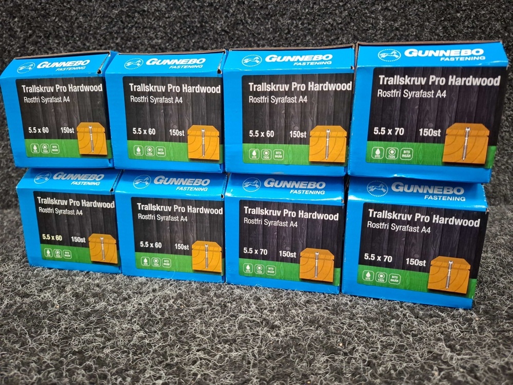 1580482-2 1200 st Trallskruv Pro Hardwood Rostfri Syrafast A4 5,5x60 & 5.5x70mm, Gunnebo