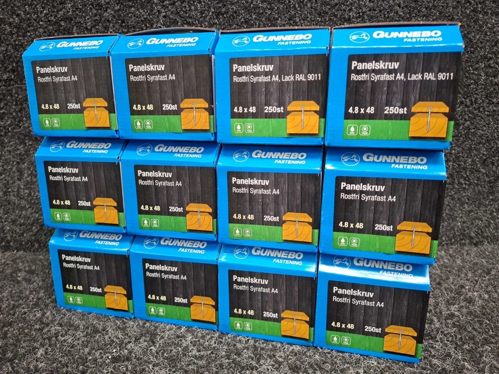 1580402-2 3000 st Panelskrruv Rostfri Syrafast A4, Lack RAL 0911 4.8x48mm, Gunnebo