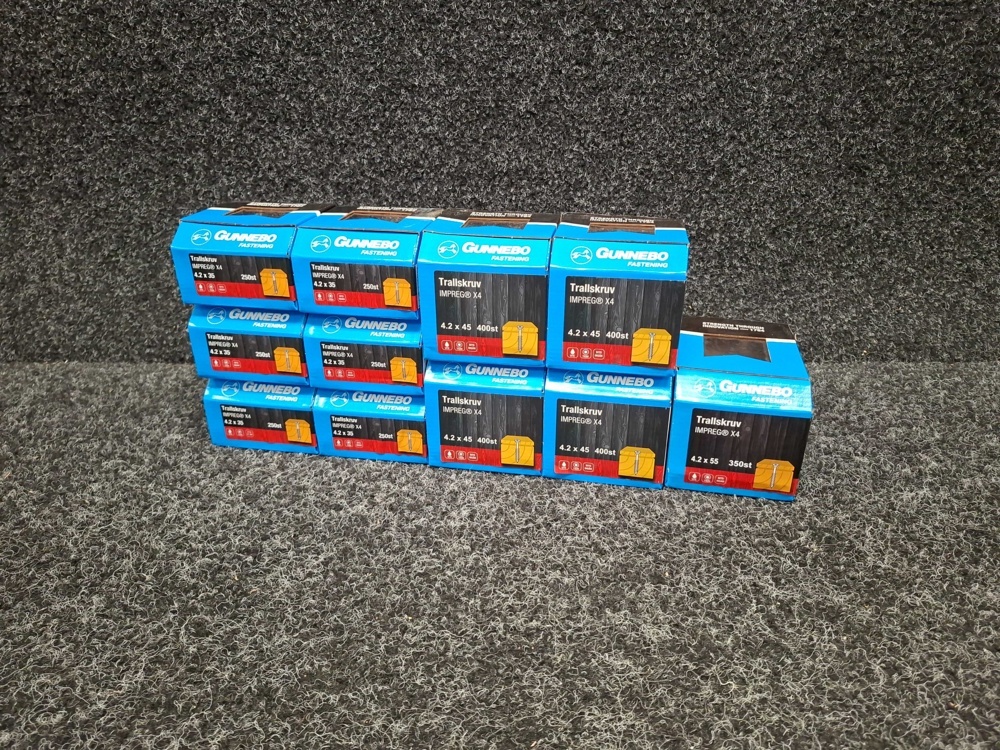 1580484-1 3450 st Trallskruv 4.2x35, 4.2x45 & 4.2x55mm, Gunnebo