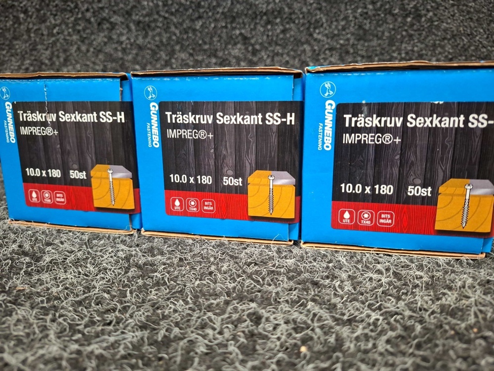 1580487-2 150 pcs Wood Screw Hexagon SS-H 10.0x180mm, Gunnebo
