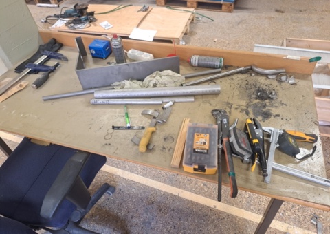 Workbench with tools