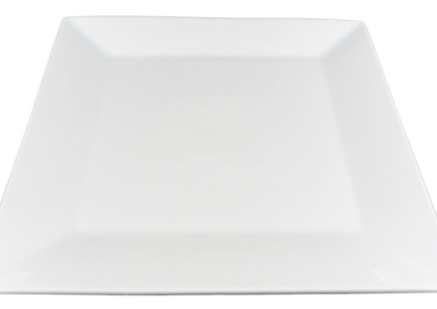 Small traditional square plate, 12 pcs - size 25.5 x 25.5 x 2 cm, white