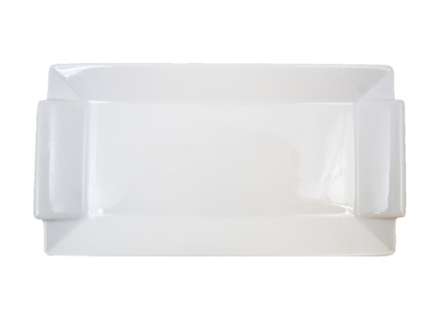 Rectangular dish small raised handle, 24 pcs - size 26 x 14 x 2 cm, white