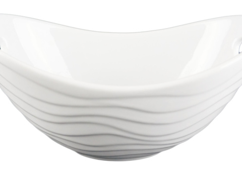 Large bowl handle patterned, 24 pcs - size 22 x 13 x 10.5 cm, white
