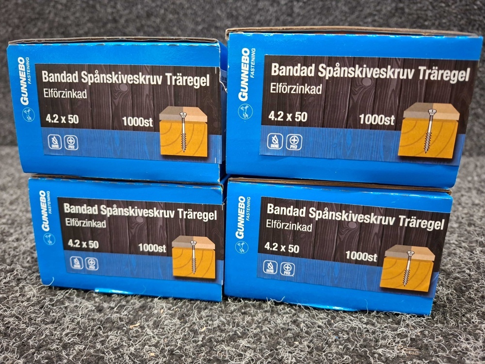 1580495-3 4000 pcs Banded Chipboard Screw Wood Screw 4.2x50mm, Gunnebo