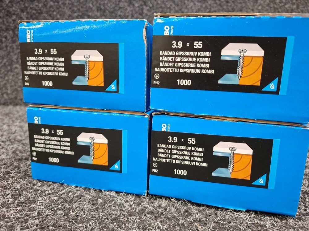1581025-2 4000 st Bandad Gipsskruv Kombi 3.9x55mm, Gunnebo