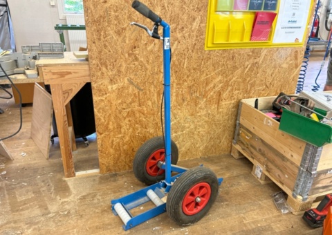 Transport trolley with roller track for windows and doors