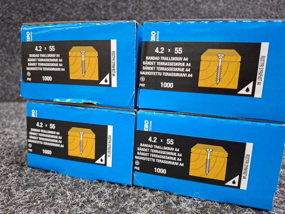 1581033-2 4000 pcs Banded Decking Screw A4 4.2x55mm, Gunnebo