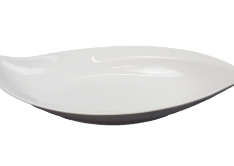 Dish/deep plate soft leaf, 18 pcs - size 34 x 18 x 3 cm, cream white