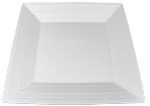 Fyrkantig tallrik detaljerad kant, 12 st - stl 28,5 x 28,5 x 3,5 cm, krämvit