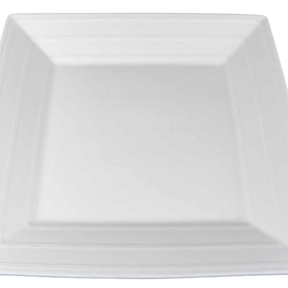 1581128-1 Square plate detailed edge, 12 pcs - size 28.5 x 28.5 x 3.5 cm, cream white