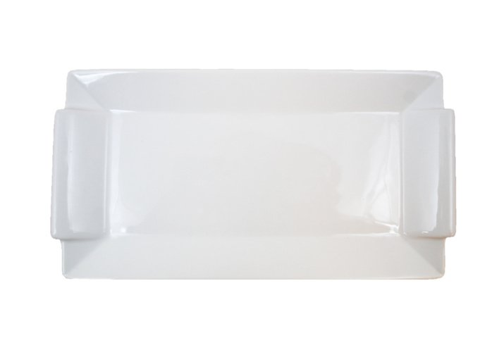 Rektangulärt fat mellan upphöjda handtag, 24 st - stl 29,5 x 16 x 2,5 cm, vit på auktion i Skåne, Helsingborg hos PS Auction