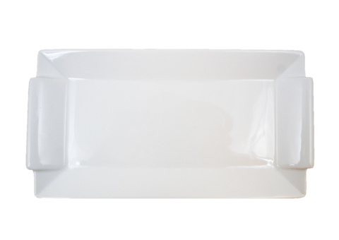 Rektangulärt fat mellan upphöjda handtag, 24 st - stl 29,5 x 16 x 2,5 cm, vit