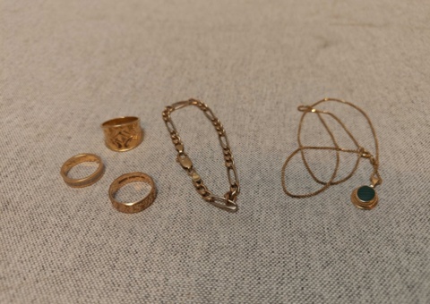 Jewelry in 18K gold, 5 pieces, approx. 30 grams