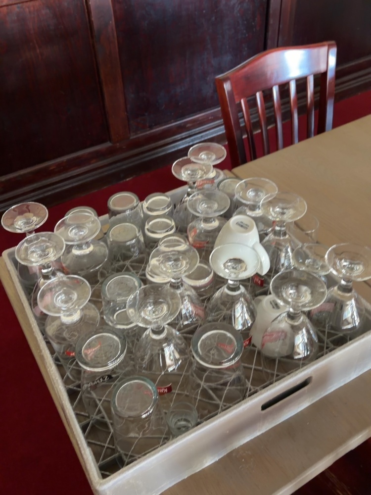 1530122-1 Collection of drinking glasses, cups and candlesticks, cutlery