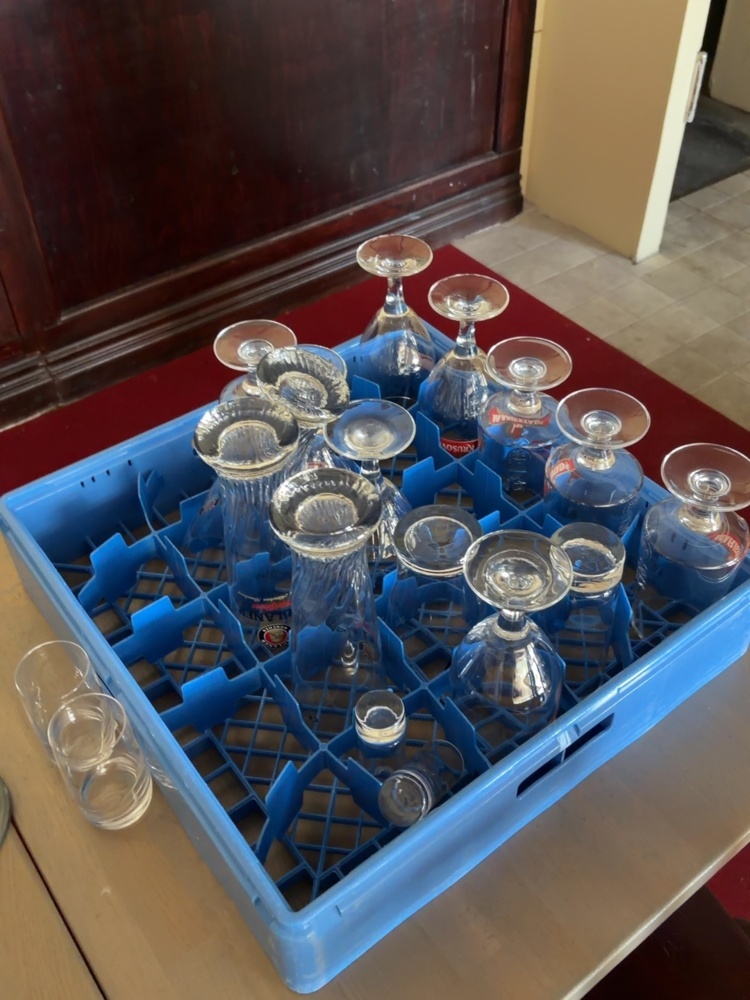 1530122-2 Collection of drinking glasses, cups and candlesticks, cutlery
