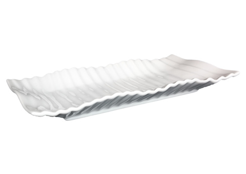 Rektangulärt fat vågor, 12 st - stl 41 x 26 x 4 cm, vit