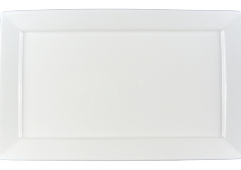Rektangulär traditionell tallrik/fat stor, 12 st - stl 39,5 x 24,5 x 2,5 cm, vit
