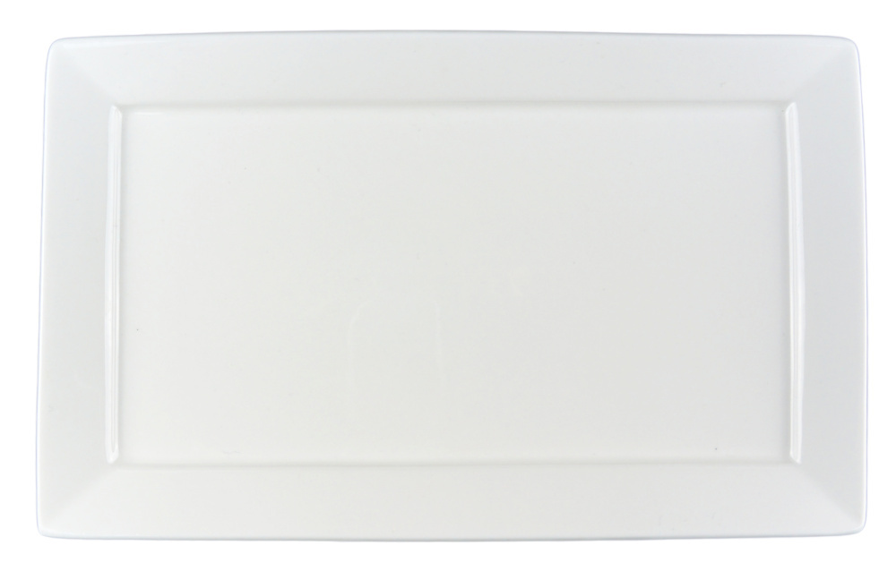 1581239-1 Rectangular traditional plate/dish large, 12 pcs - size 39.5 x 24.5 x 2.5 cm, white