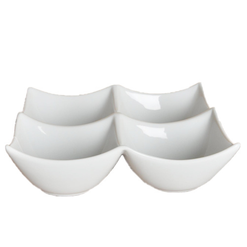 1581265-1 Square plate large four bowls, 24 pcs - size 19 x 19 x 5 cm, white