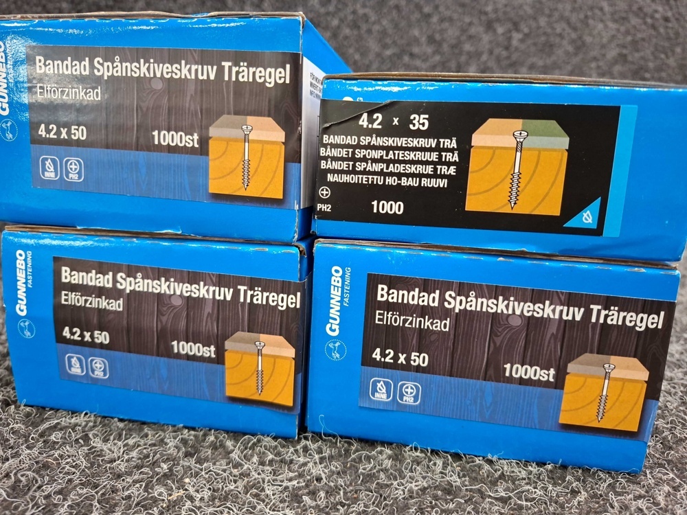 1581042-2 4000 pcs Banded Chipboard Screw Wood 4.2x35 & 4.2x50mm, Gunnebo