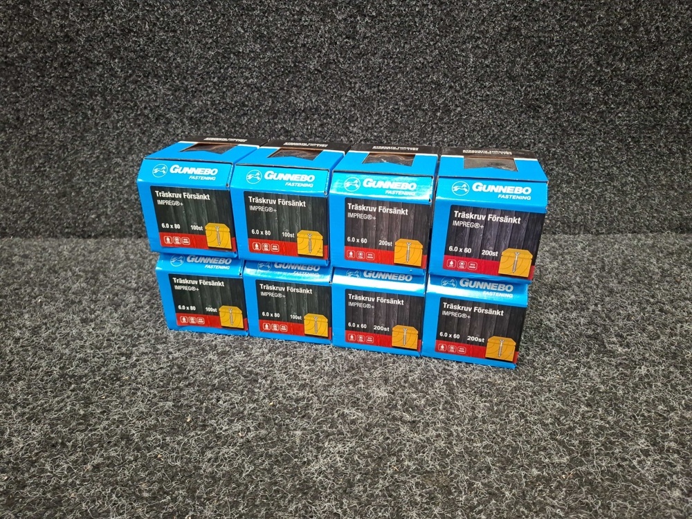 1581051-1 1200 pcs Wood Screws Countersunk 6.0x60 & 6.0x80mm, Gunnebo