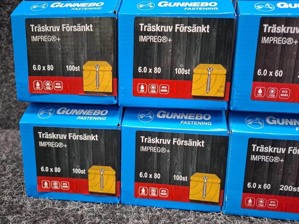 1581051-2 1200 pcs Wood Screws Countersunk 6.0x60 & 6.0x80mm, Gunnebo