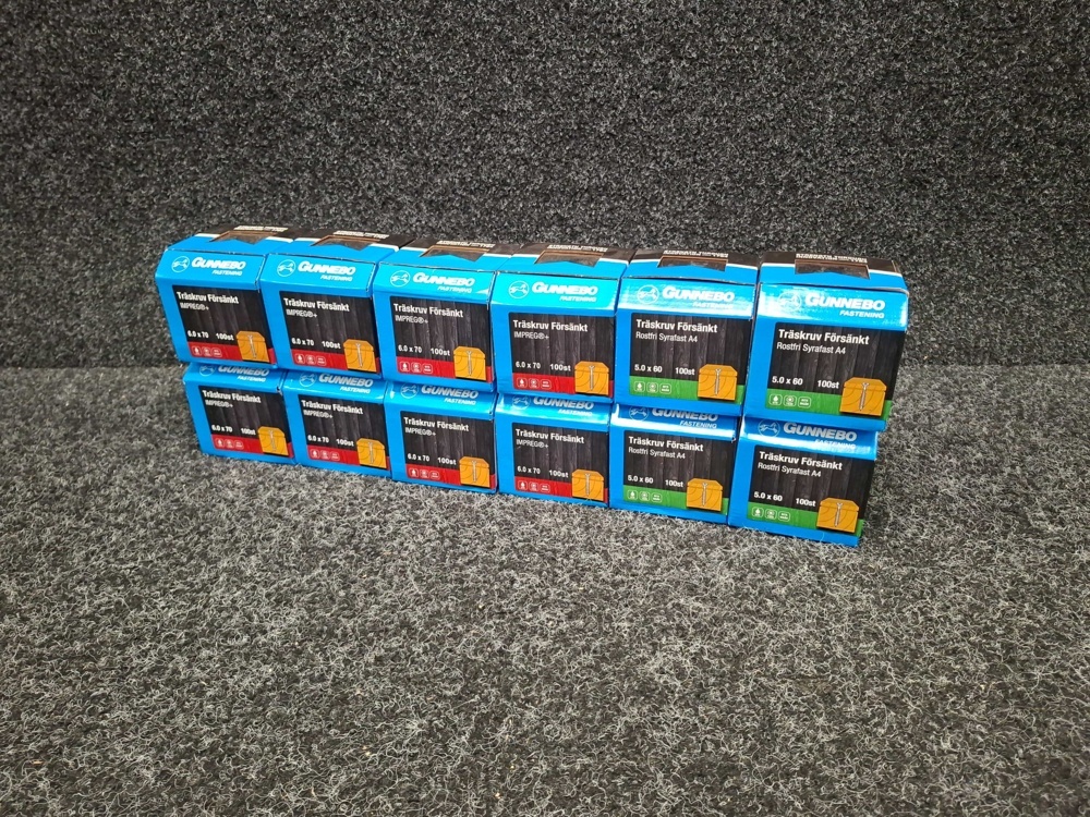 1581052-1 1200 pcs Wood Screws Countersunk 5.0x60 & 6.0x70mm, Gunnebo