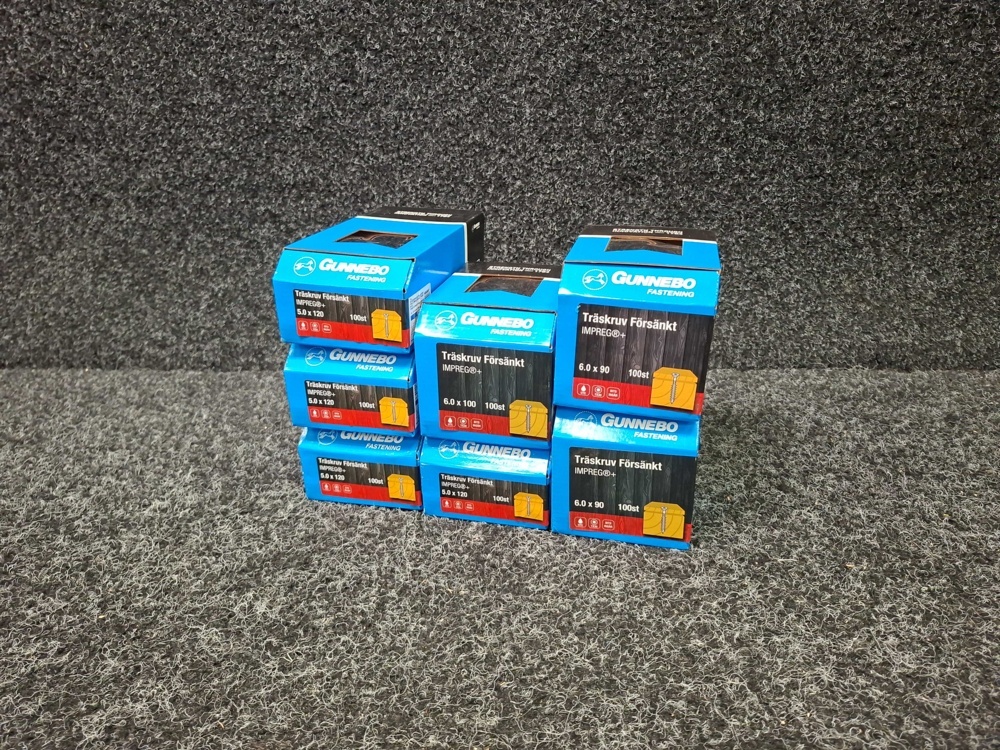 1581054-1 700 pcs Wood Screws Countersunk 5.0x120, 6.0x90, 6.0x100mm, Gunnebo