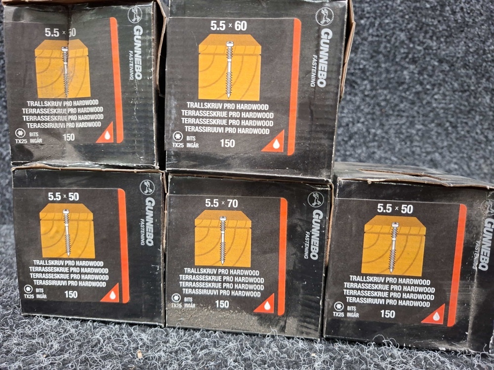 1581059-2 750 st Trallskruv Pro Hardwood 5.5x50, 5.5x60 & 5.5x70mm, Gunnebo