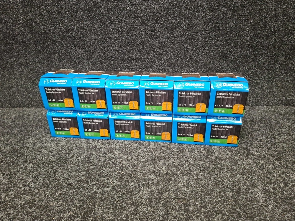 1581060-1 1200 pcs Wood Screws Countersunk Stainless Acid-Resistant A4 5.0x70 & 6.0x70mm, Gunnebo