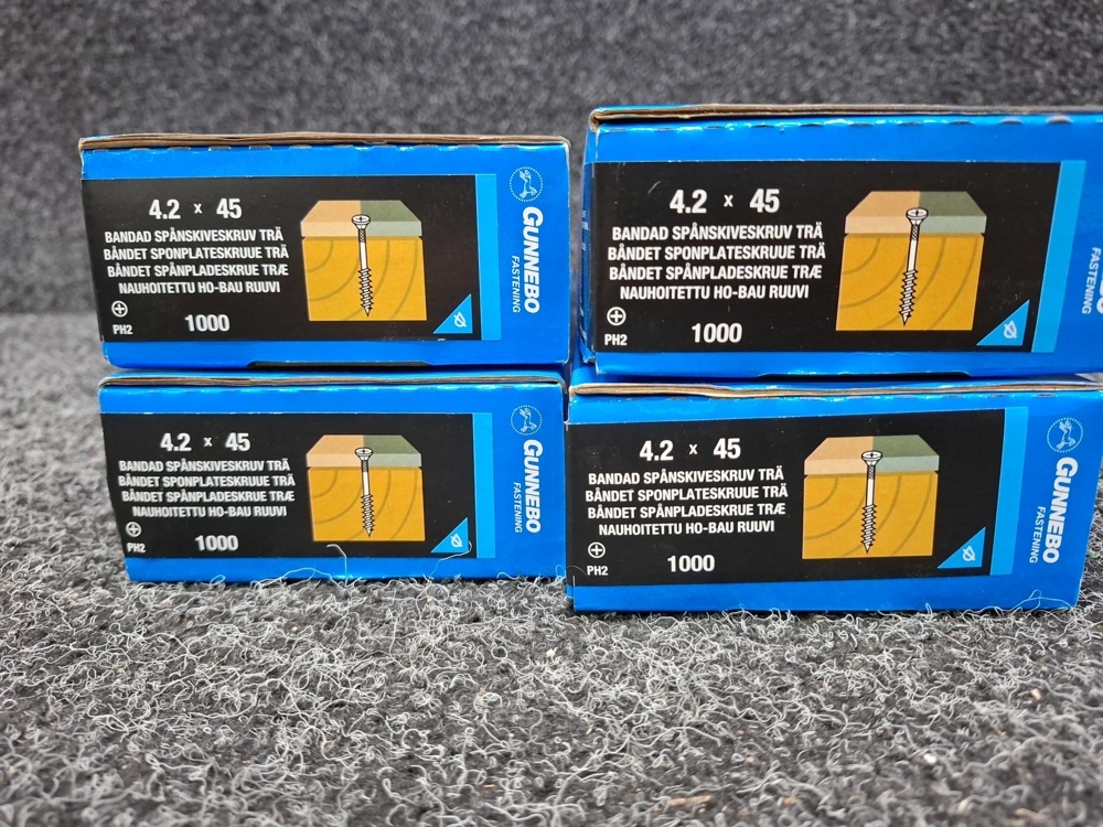1581062-2 4000 st Bandad Spånskiveskruv Trä 4.2x45mm, Gunnebo