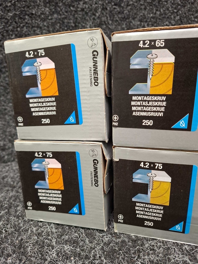 1581449-2 1500 pcs Mounting screws 4.2x65 & 4.2x75mm, Gunnebo