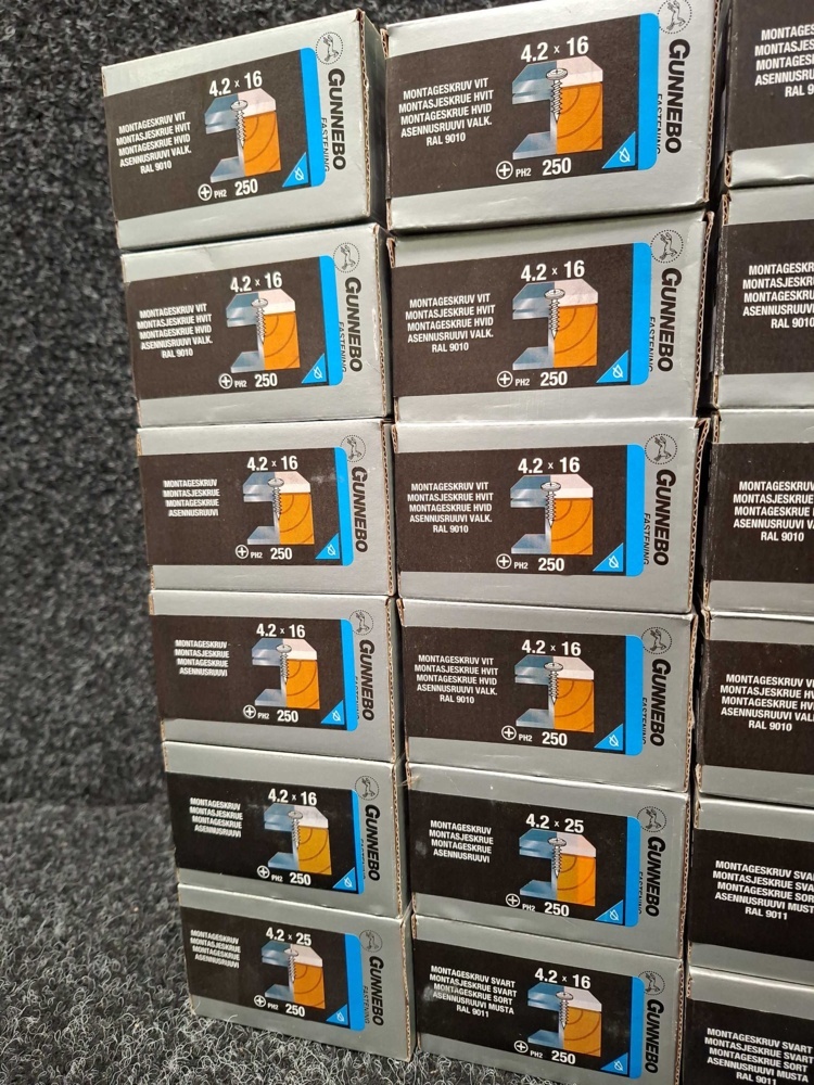 1581450-2 5750 pcs Mounting screws 4.2x13, 4.2x16 & 4.2x25mm, Gunnebo