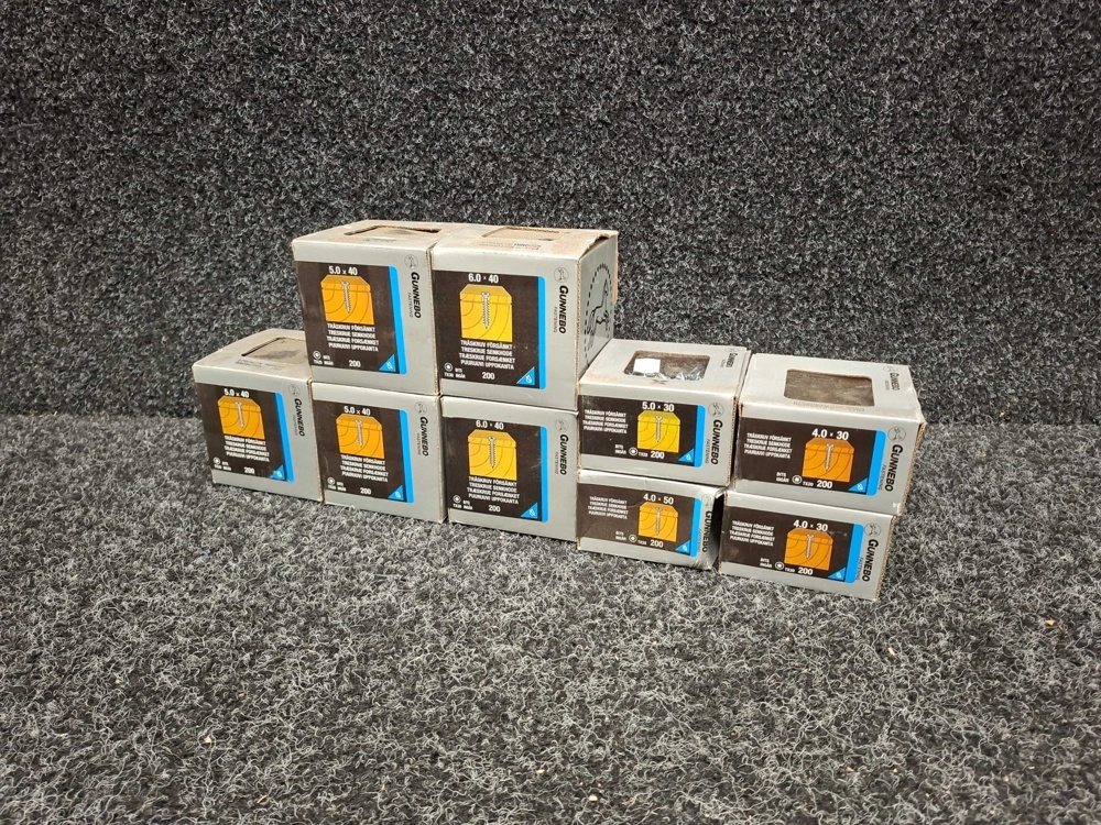 1581455-1 1800 pcs Wood Screws Countersunk 4.0x30, 5.0x40mm etc., Gunnebo