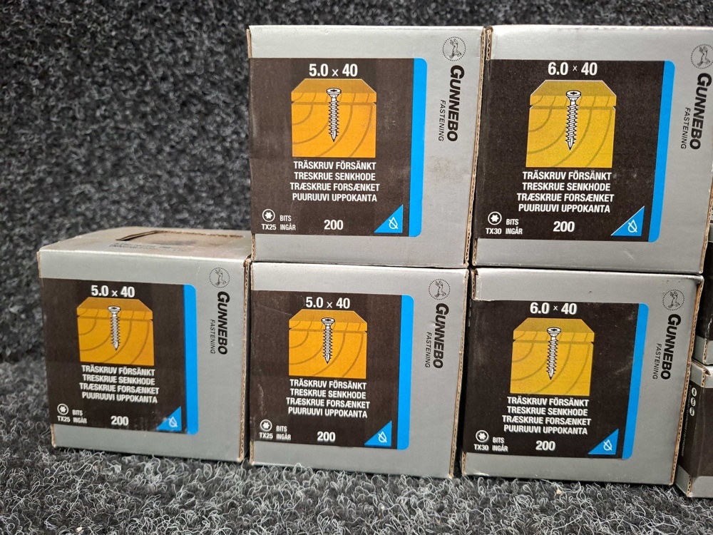 1581455-2 1800 pcs Wood Screws Countersunk 4.0x30, 5.0x40mm etc., Gunnebo