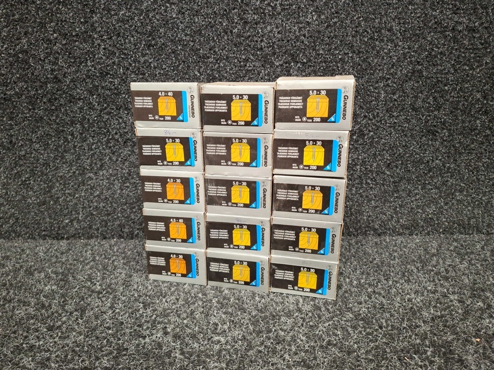 1581456-1 3000 st Träskruv Försänkt 4.0x30, 4.0x40, 4.5x40 & 5.0x30mm, Gunnebo