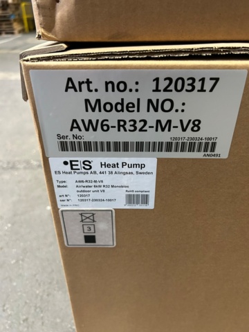 1581645-6 Energy Save 6 kW Luft/Vattenvärmepump ink buffertank– Monoblock, A+++ N1.61