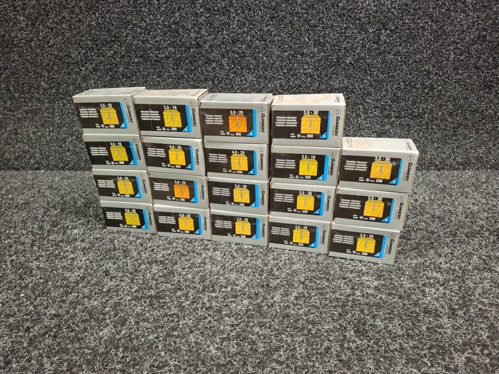 1581458-1 3800 pcs Wood screws Countersunk 3.5x16, 3.0x30, 4.0x25mm etc., Gunnebo