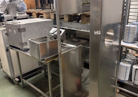 Restaurant equipment - workbenches, fryer and warming box